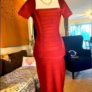 Sexy red Hervé Leger Banded dress